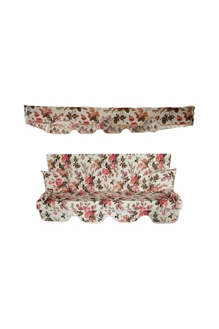 Süngersiz Salıncak Minder Seti Salıncak Kumaş Seti 3 Kişilik Süngersiz Ingiliz Gülü 164x47 Cm Karışık