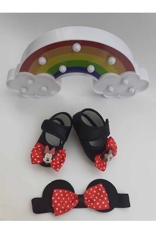 Minnie Mouse Bebek Patik Ve Bandana Seti Siyah