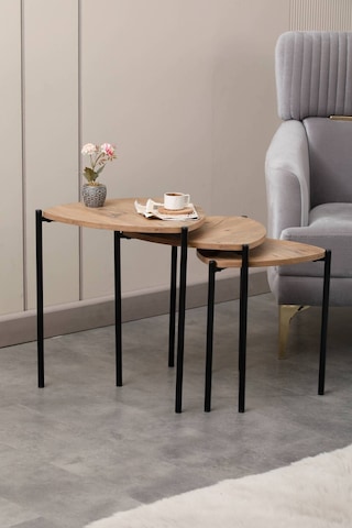 Sehpol Jasmin Zigon Sehpa 3'lü Siyah