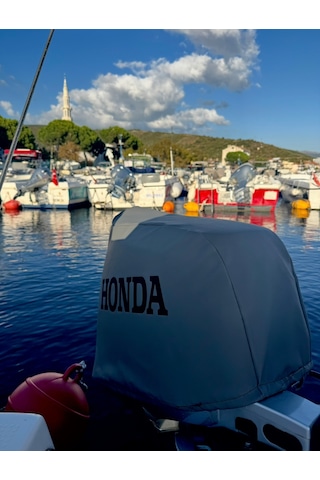Tekne Motor Kılıfı Dıştan Takma Marin Deri Honda 30 Hp