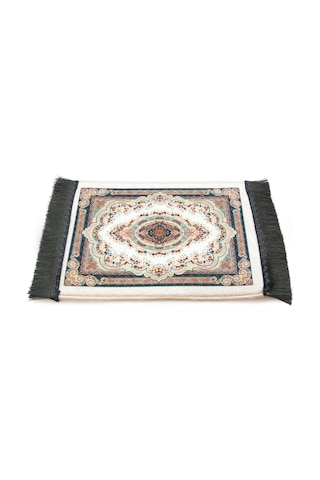 Mini Alın Seccadesi Kaymaz Taban Desenli Cep Tipi Seyahat Namaz Seccadesi - Krem / Çok Renkli