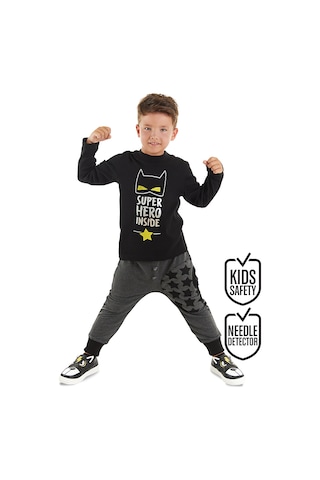 Süper Kahraman Erkek Çocuk Kışlık T-shirt Pantolon Takım