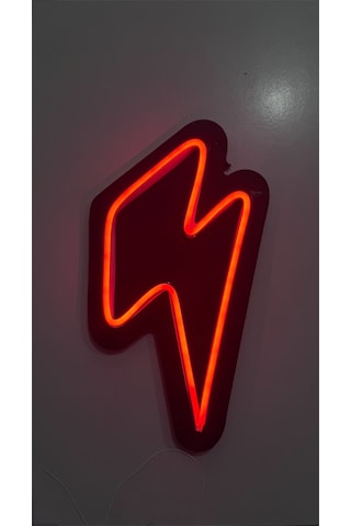 Dgrk Neon Şimşek Led Duvar Aydınlatması Mdf Kırmızı Kırmızı