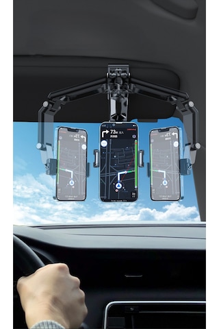 Araç Güneşlik Bağlantılı Telefon Tutucu Sunroof Masa Yatak Kenar Bağlantılı Telefon Tutacağı Siyah