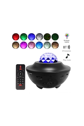 Symbee Bluetooth Usb Projeksiyon Lambası - Renkli Su Ve Yıldız Işık Efekti İle Müzik Çalar 112 Karakter
