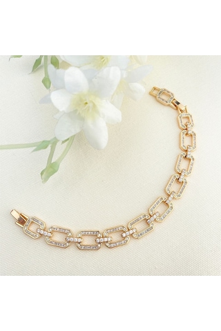 Kadın Bileklik Serenay Model Kare Halka Full Zirkon Kararmaz Xuping Vip Seri Rose 20 Cm Rose Gold