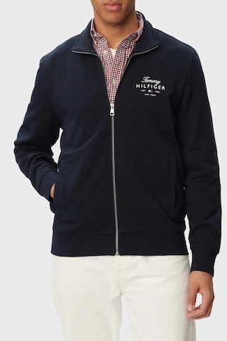 Tommy Hilfiger Logolu % 100 Pamuk Dik Yaka Fermuarlı Sweat Erkek Sweat Mw0mw43219 Dw5 Lacivert