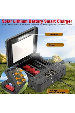 Besthome1 Dream011 Siyah Yuvalı Güneş Enerjili 3.7v Usb Li İon Pil Şarj Cihazı 26650 21700 18650 Kullanıcıya Yönelik Şarj Ünit