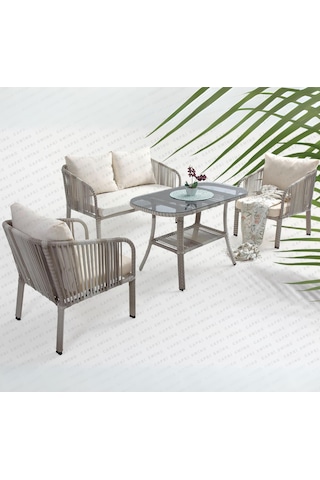 Capri Swing Artemis İkili Rattan Balkon Bahçe Takımı Beyaz