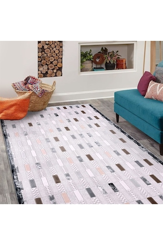 Çam Halı Crea Plus Stone Roxanne 17192 Krem Gri Modern Desenli Makine Halısı