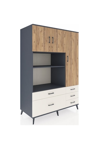 Kronos Dolap 7 Raflı 5 Çekmeceli 3 Kapaklı 132x59x195 Antrasit-çam/aytaşı Atlas Çam/aytası