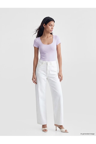 Lcw Vision Lila U Yaka Kadın Çıtçıtlı Body