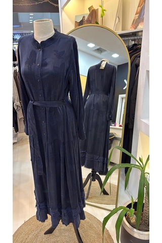 Misswhence Cupro İpek Elbise 38809 Lacivert Lacivert