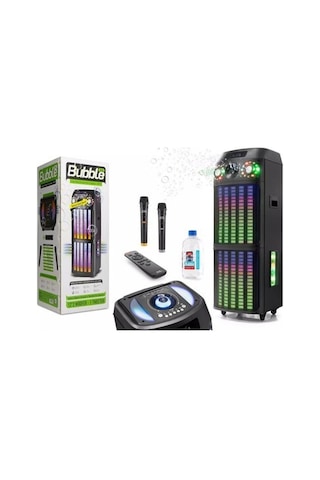 Subzero Wr171 12"x2 100w 2 Kablosuz Mikrofonlu Kumandalı Baloncuk Çıkartan Rgb Bluetooth/usb/sd Müzik Kutusu