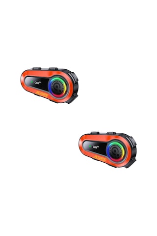 2 Adet Q08 2x 1000m Telsiz Mesafeli Özellikli 2 Kişi Bağlantılı Bluetooth Kask Kulaklık Ekranlı Fenerli Mü