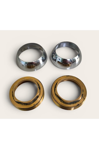 Batarya Musluk Çeşme 40mm Somun + Rozet Huni İkili Set Sarı