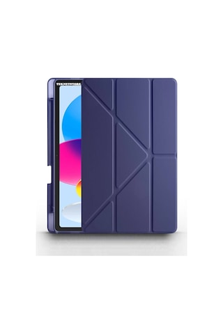 Apple Uyumlu iPad A16 11. Nesil 2025 11 Inç Kılıf Kalem Bölmeli Trifolding Standlı Uyku Modlu Silikon Kapak Kapaklı Kılıf