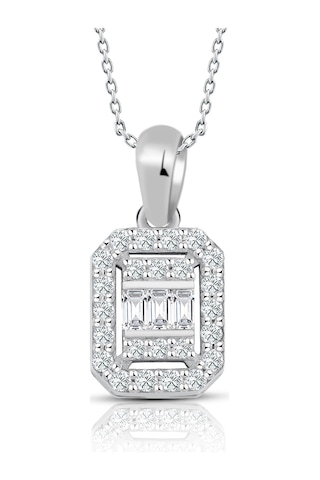 Modern Tasarım 0.30 Ct Baget Kare Tektaş Kolye