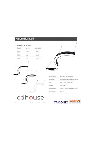 Modern Led Avize Dekoratif Linear Armatür Lineer (546805478)