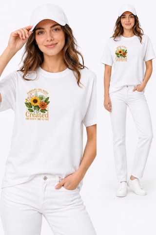 Bayloranzzo Perhaps %100 Pamuk Heavy Cotton Premium Kalite Kadın Tişört Beyaz