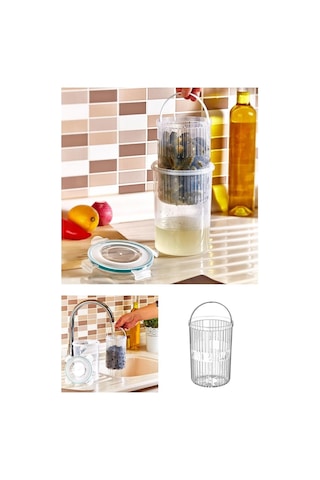 Süzgeçli Kilit Kapaklı Zeytin Turşu Saklama Kabı Mikrodalgada Kullanıılabilir 1500 Ml G-16 Plast Diğer