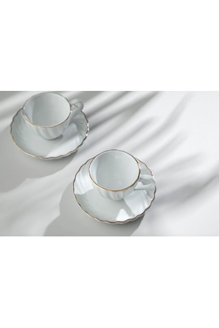 Nehir Yasemin Beyaz 12 Parça Porselen Çay Takımı 92007