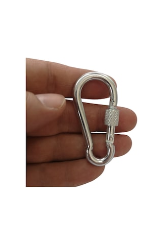 Galvanizli Vidalı Kilitli Karabina, 6 Mm, Askı, Çengel, Kanca, Anahtarlık