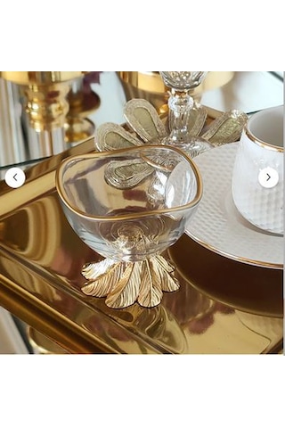 Fine Living Grace 6 Parça Lüx Mini Kase - Lokumluk - Reçellik - Sosluk - Çerezlik -şekerlik 8 Cm Altın