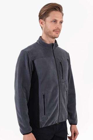 Çift Renkli Polar Ceket Gri - Siyah