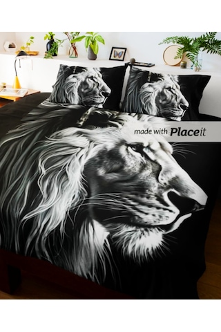 Özel Tasarım Çift Kişilik Nevresim Takımı 240x260 Cm Pamuk Saten, Siyah Beyaz