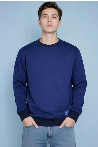 Coupon Sweatshirt Bisiklet Yaka Parlament Mavisi