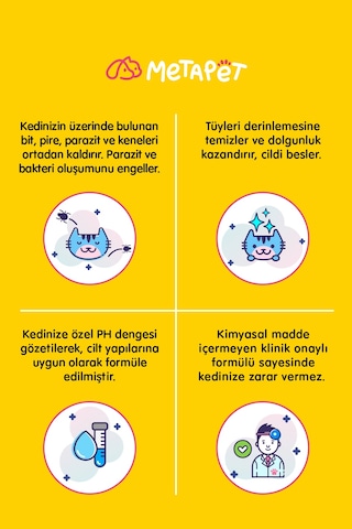 Metapet Kedi Bit Pire Dış Parazit Karşıtı Kuru Köpük Şampuan 200 ML