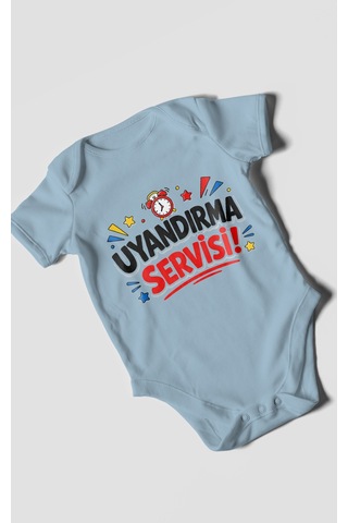 Morivokids Uyandırma Servisi Kısa Kollu Bebek Body %100 Pamuk Bebe Mavisi