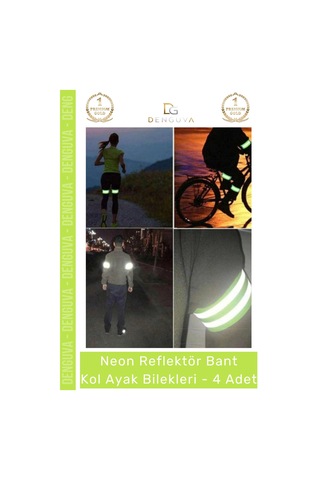 Reflektörbant Neon Sarı Ultra Parlak Gece Güvenliği Esnek Cırtlı Reflektör Bant Kol Ayak Bilek - 4 Çok Renkli