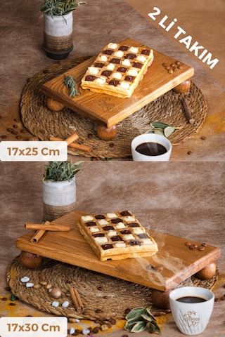 Justwood 2'li Risus Top Ayaklı 17x25 ve 17x30 CM Ahşap Dikdörtgen