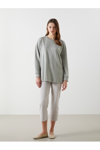 Lcwaıkıkı Classic Haki Bisiklet Yaka Kadın Sweatshirt Tunik
