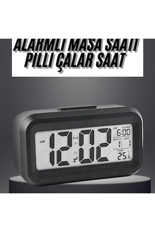 Gece Dijital Masa Saati Dijital Alarmlı Led Ekran Pilli Çalar Saat Renkli 47402257