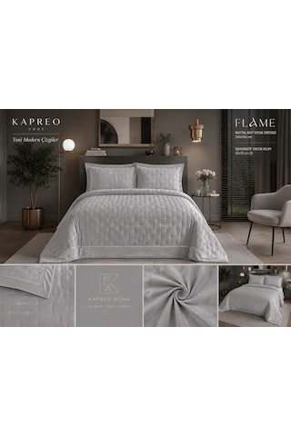 Kapreo Home Flame Sephora Lux Yatak Örtüsü Seti 240 X 260 Gri