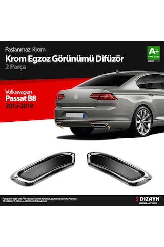 S-Dizayn Vw Passat B8 Krom Egzoz Görünümü Difüzör R Line Still 2