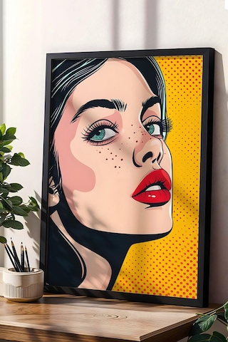 Pop Art Kadın Portresi Çerçeveli Tablo - Pop Art Poster Tablo