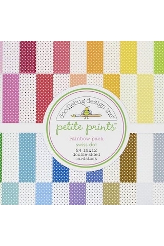 Dooblebug Petite İsviçre Puantiyeli Tonkartons 12 İnç X 12 İnç 2 Rainbow Genel