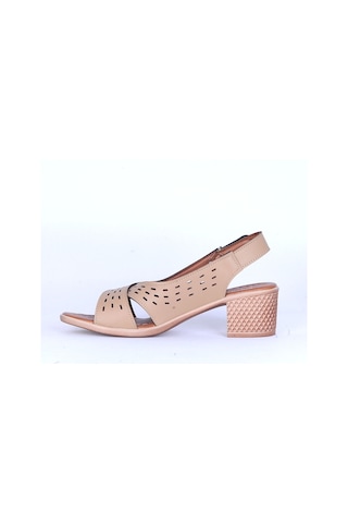 Moda Ayakkabı 548 Kadın 5cm Topuklu Sandalet Ayakkabı Krem