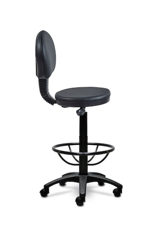 Ofiscombin Ofis Büro Döner Tekerlekli Amortisörlü Arkalıklı Sırtlı Yüksek Bar Taburesi Siyah 000008825