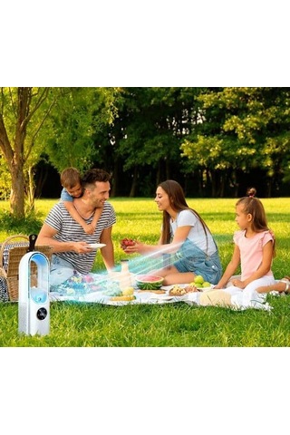 Wezone Taşınabilir Zamanlayıcı Soğutucu Fan - Ev, Dormitorya, Ofise Uygun - Islak Hava Sağlar - Bladesiz Tasarım - Beyaz