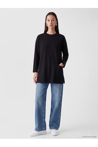 LC Waikiki Lc Waıkıkı Siyah Soft Touch Kadın Sweatshirt Tunik