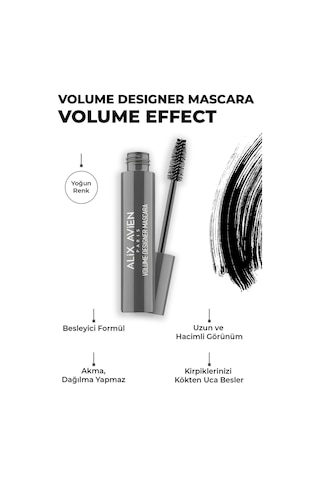 Alix Avien Ayarlanabilir Hacim Topaklanma Karşıtı Besleyici Etkili Siyah Maskara Volume Designer Mascara