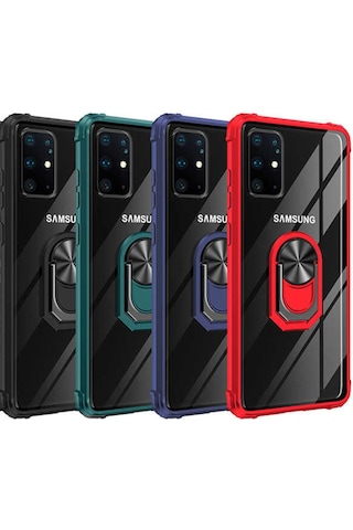 Samsung Uyumlu Galaxy S20 Plus Kılıf Standlı Yüzüklü Mola Silikon Kapak