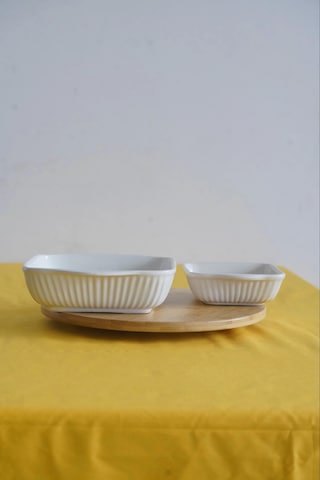 Ecr Seramik 2'li Kare Fırın Kabı 21cm Beyaz