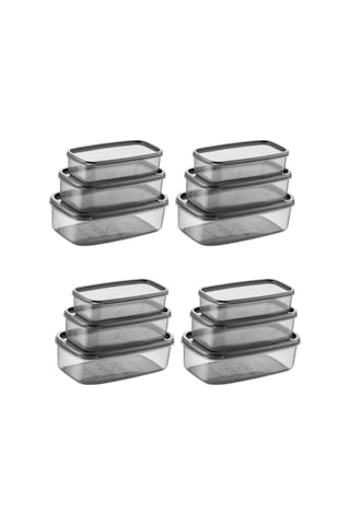 Oval 12 Parça Hava Almaz Sızdırmaz Saklama Kabı Seti Füme 4x 300/500/800 Ml Füme