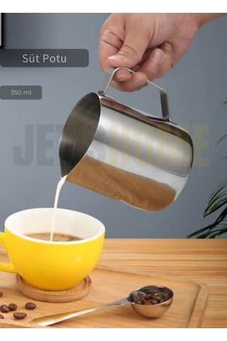 Süt Potu Paslanmaz Süt Köpürtme Sürahisi Çelik Pitcher 350 Ml